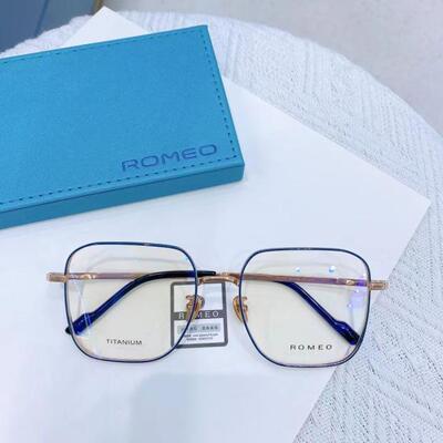 ROMEO罗密欧纯钛商务男女款圆加厚镜框近视镜架眼镜全框双色GM772