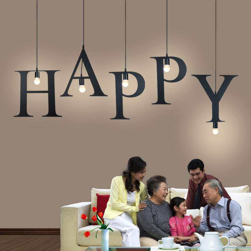 英文字母铁艺背景墙吊灯创意服装店橱窗吧台组合商用吊线灯现货