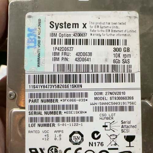 可维修IBM 42D0638 300G 10K 6GB SAS议价