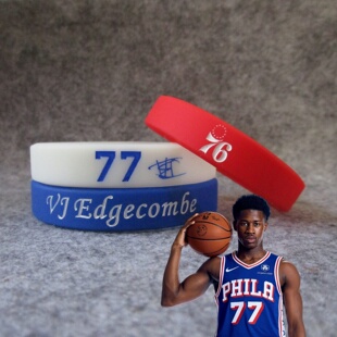 篮球球星76人77号VJ埃奇库姆签名运动硅胶手环球迷饰品马西克夜
