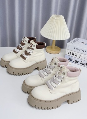 商场撤柜！断码时尚百搭帆布厚底马丁靴增高短筒女靴C15525