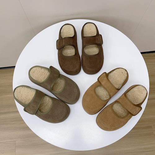 复古羊羔毛包头拖鞋女2025冬季新款一脚蹬真皮半拖加绒保暖毛毛鞋