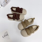 真皮厚底魔术贴大头面包鞋 丑萌增高鞋 女2025秋季 百搭休闲板鞋