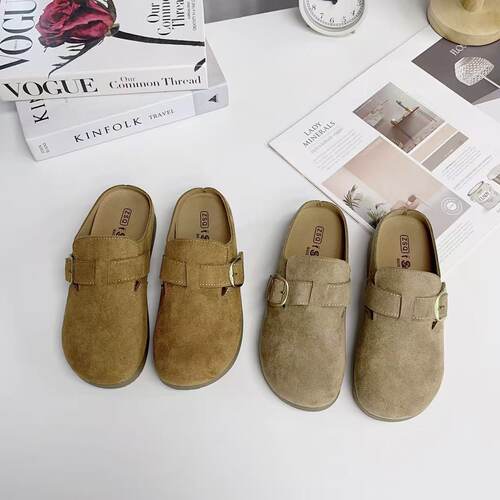 复古博肯包头半拖鞋女一脚蹬