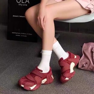 魔术贴网面厚底八爪鱼老爹鞋 女ins新款 欧洲站2026休闲潮牌运动鞋