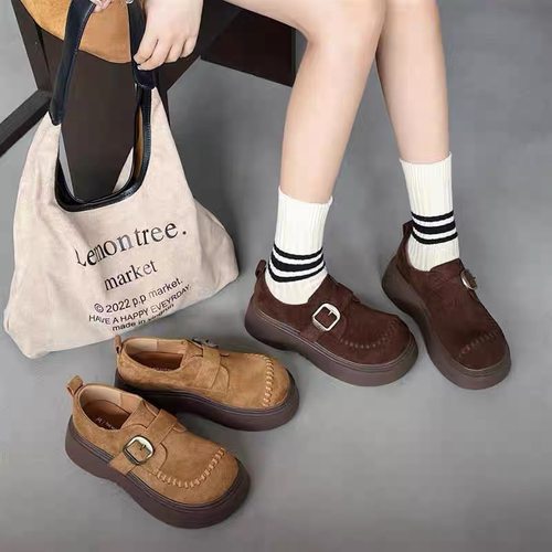 英伦风复古勃肯鞋厚底皮带扣