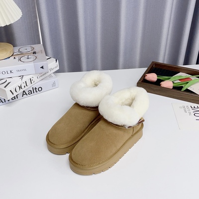 2025冬季牛皮厚底羊毛雪地靴