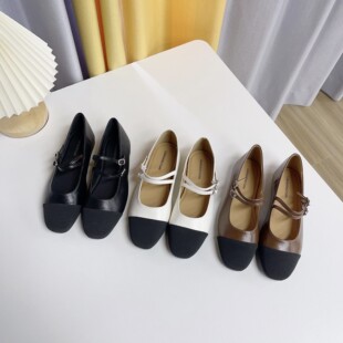 清仓款！法式复古玛丽珍鞋双排扣女平底单鞋芭蕾舞鞋小皮鞋