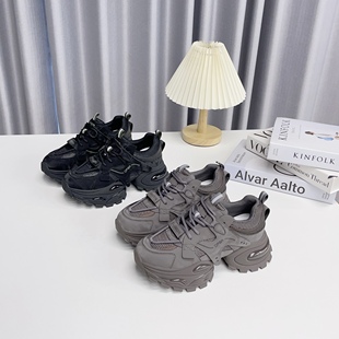 子增高6CM百搭松糕休闲运动鞋 女网面透气鞋 厚底老爹鞋 新款