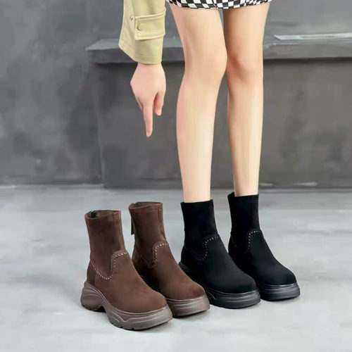 2025秋冬厚底弹力短靴女