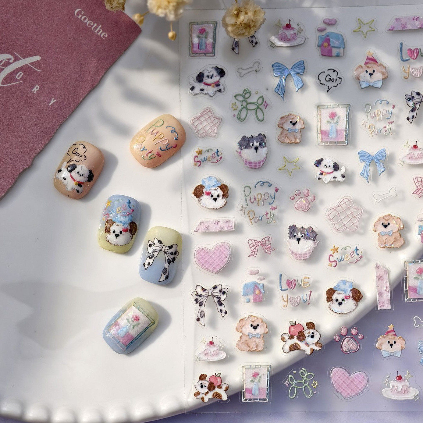 卡通新款樱桃小狗浮雕美甲贴纸立体小熊蝴蝶结diy水杯平板指甲贴,彩妆/香水/美妆工具,指甲装饰,淘宝优惠券,粉丝福利购,淘宝优惠卷