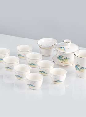 贝洛可BK070梦朝华茶具套装三才盖碗公道杯茶杯精美礼盒单位福利