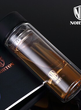 NORTON诺顿5GSLF300水立方玻璃杯商务轻奢水杯300ml茶水分离杯子