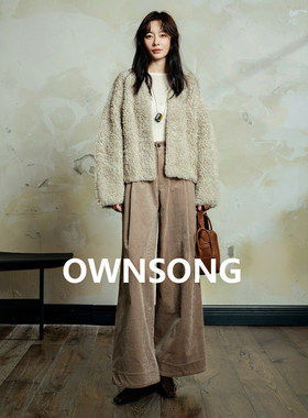 OWNSONG直腿神裤 细条灯芯绒直筒休闲裤女秋冬新款复古宽松阔腿裤