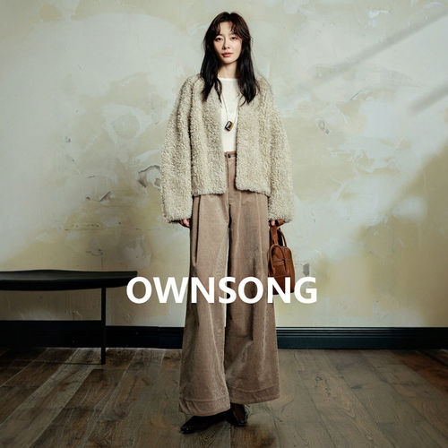 OWNSONG直腿神裤 细条灯芯绒直筒休闲裤女秋冬新款复古宽松阔腿裤