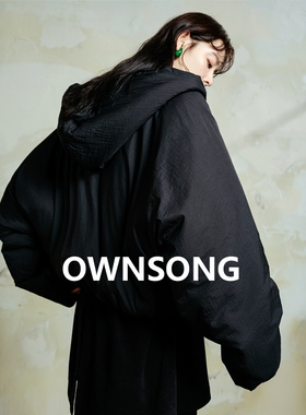 OWNSONG蓬松气球！廓形宽松短款羽绒棉服女冬季蝙蝠袖连帽面包服