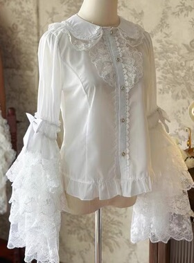 果冻少女正版lolita姬袖衬衫内搭百搭华丽古早doll感蕾丝感喇叭袖