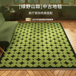 中古风森系客厅地毯2025新款 高级感沙发茶几毯卧室免洗可擦床边毯