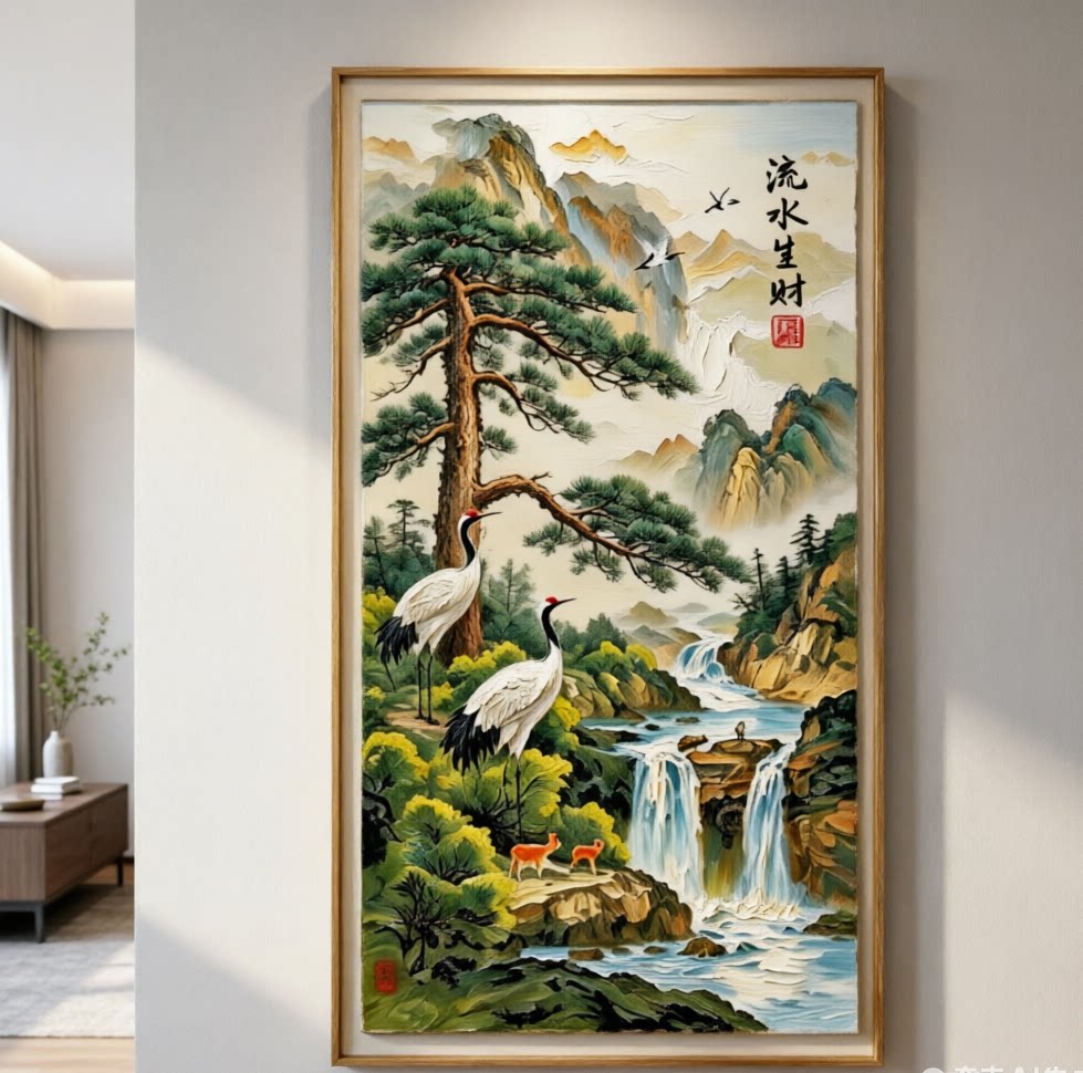 5. 大气山水画万里长城厚油手油画