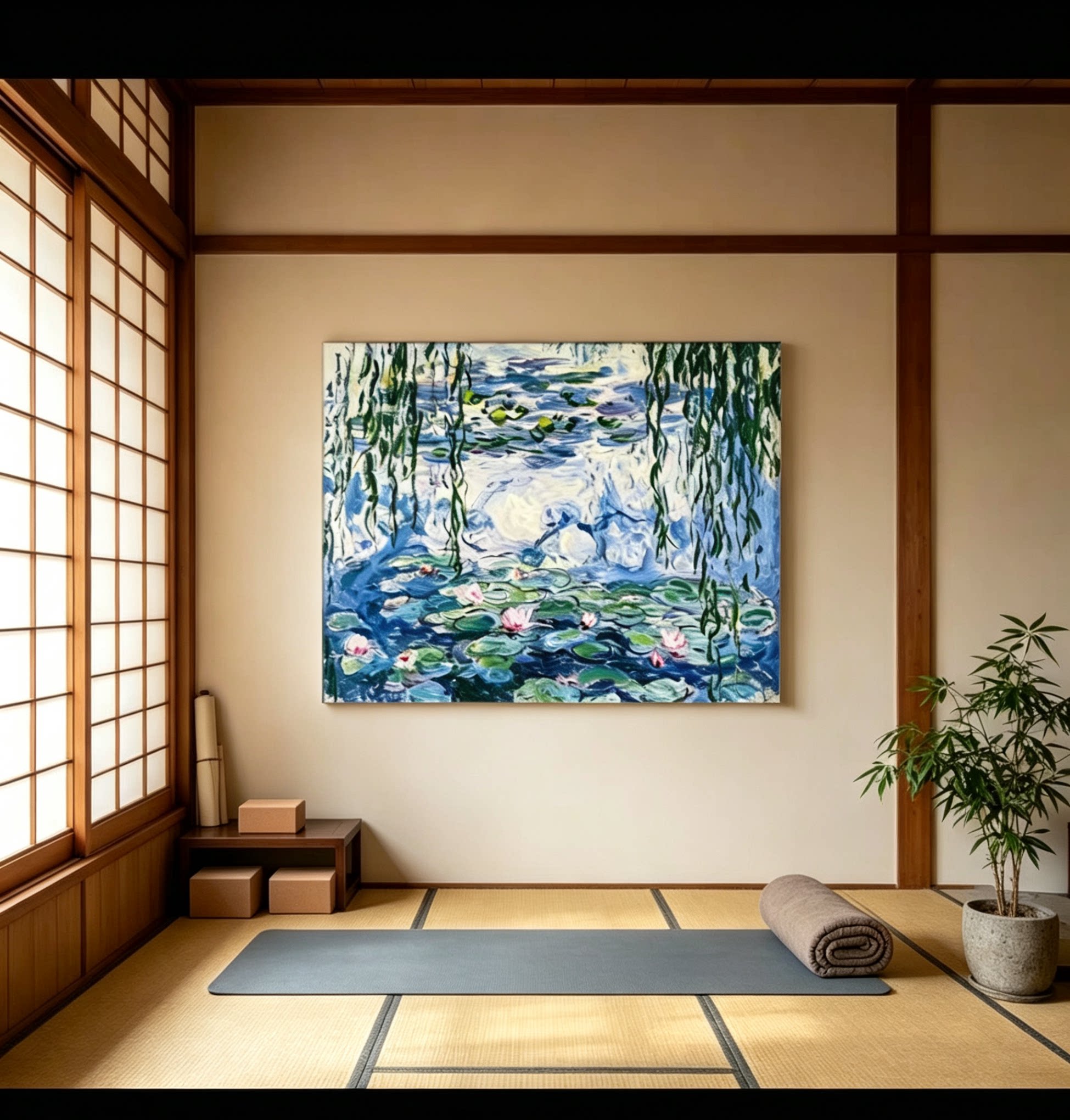 纯手绘油画风景莫奈睡莲世界名画油画