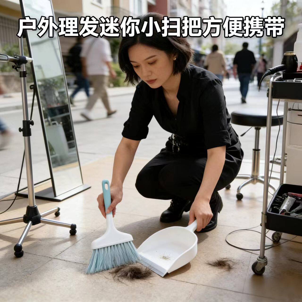 户外快剪小扫把方便携迷你带簸箕套装小型扫头发扫地垃圾理发师