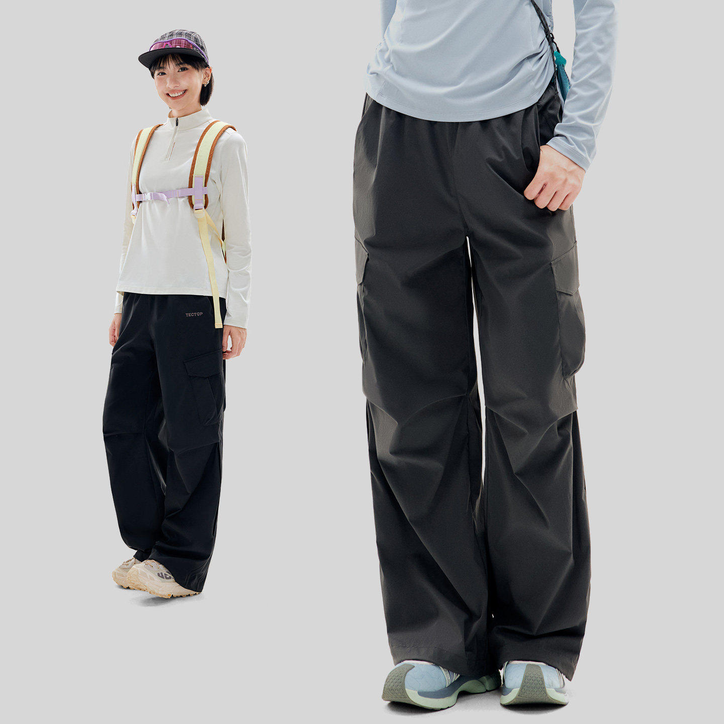 探拓户外伞兵裤女春夏防泼水透气快干轻薄登山徒步运动百搭工装裤