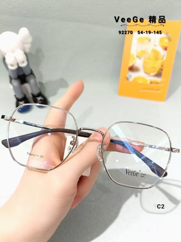 VeeGe纯钛多边形眼镜V格精品镜架近视镜架商务男女款时尚休V92270