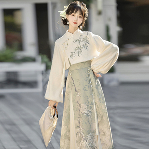 汉如初梨香引原创汉服女改良汉元素中国风新中式连衣裙套装秋冬