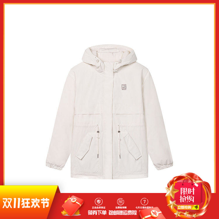 361度女装连帽运动棉衣秋冬季新款防风短款棉服宽松女运动外套