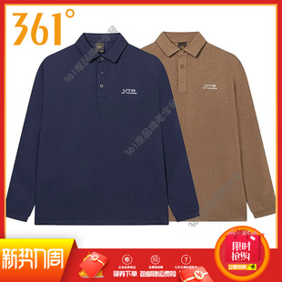 运动综训上衣男翻领POLO衫 361度男装 新品 T恤2024冬季 休闲长T 长袖