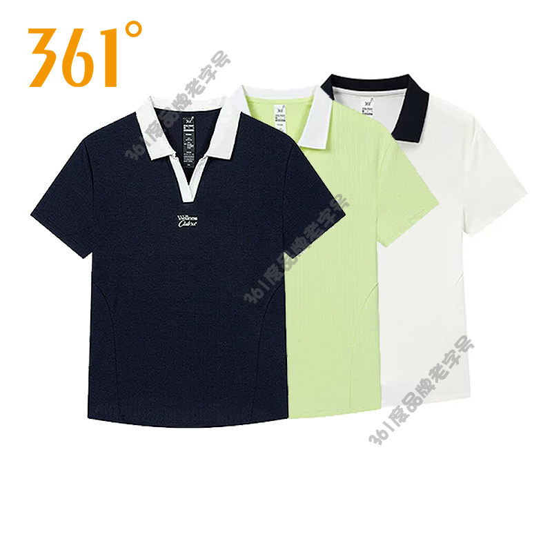 361度女装翻领T恤V领2026夏秋新品运动半袖舒适短袖POLO衫女短T