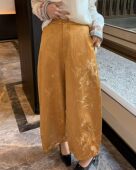 新款 子夏季 时尚 显瘦花苞裤 新中式 休闲裤 国风松紧腰提花阔腿裤