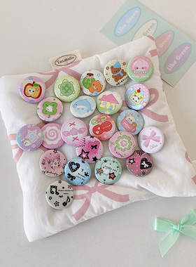 跨境Hisocute少女卡通25mm吧唧套装学生手账包包装饰徽章可爱别针