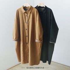 文艺范翻领长款加里衬加厚中长款风衣 秋冬时尚气质外套 YF22383