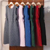 菱格压格前后两穿刀切棉背心裙 抽绳收腰显瘦打底裙连衣裙 4SP368