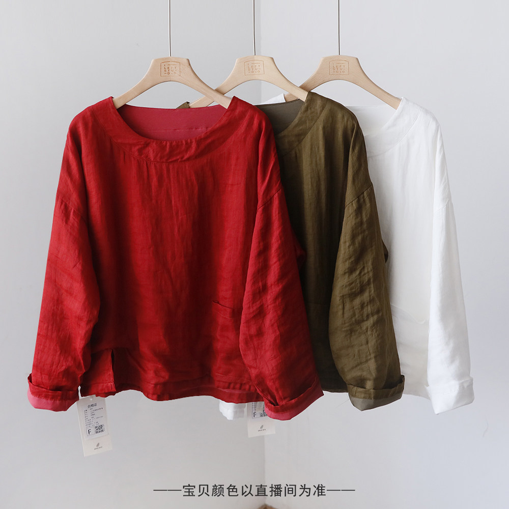 文艺范小口袋双层加厚圆领T恤 百搭宽松长袖打底套头上衣 3SP83,女装/女士精品,T恤,淘宝优惠券,粉丝福利购,淘宝优惠卷