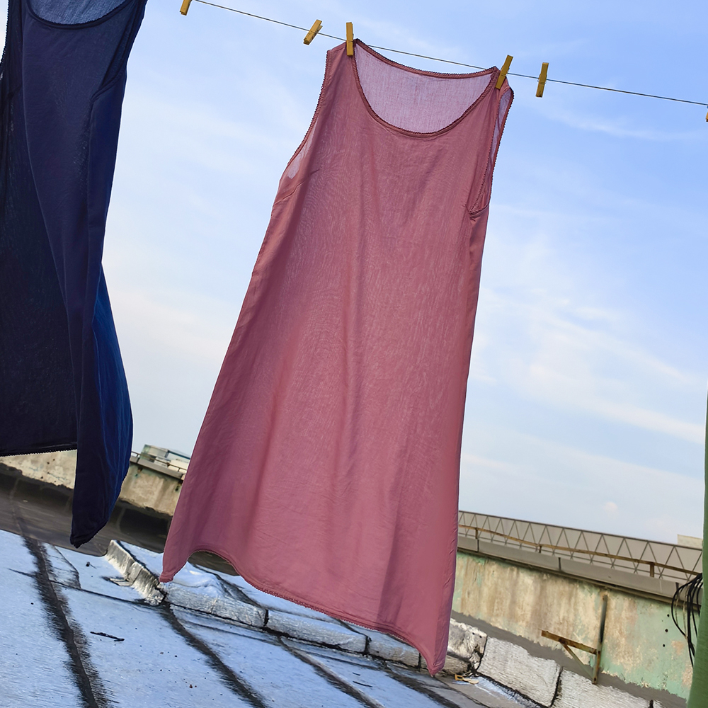 夏季新款花边领无袖背心裙 百搭宽松纯色打底外穿连衣裙 571TK