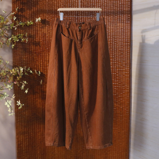 文艺炒色牛仔裤 199 复古口袋高腰宽松显瘦阔腿长裤