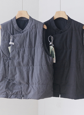 常熟新中式夹棉铜氨丝马甲女外穿文艺复古盘扣立领马夹背心 3SP57