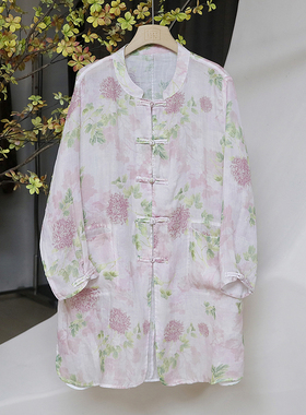 常熟新中式印花立领苎麻开衫薄款禅意防晒外披外套上衣 3SP119A