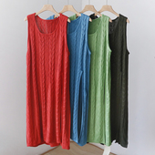 复古麻花开叉背心长裙打底外穿裙 秋冬新款 文艺针织连衣裙 093TK