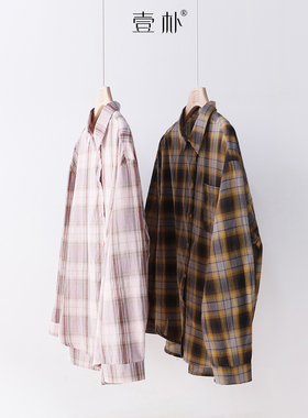 纯棉格子长袖衬衫女春装2026新款百搭衬衣开衫薄外套上衣 5SP601