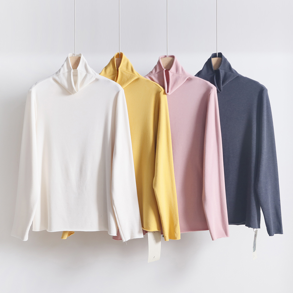 秋冬新款弹力软糯圆领长袖打底衫 拉毛高领百搭打底T恤上衣 120TK