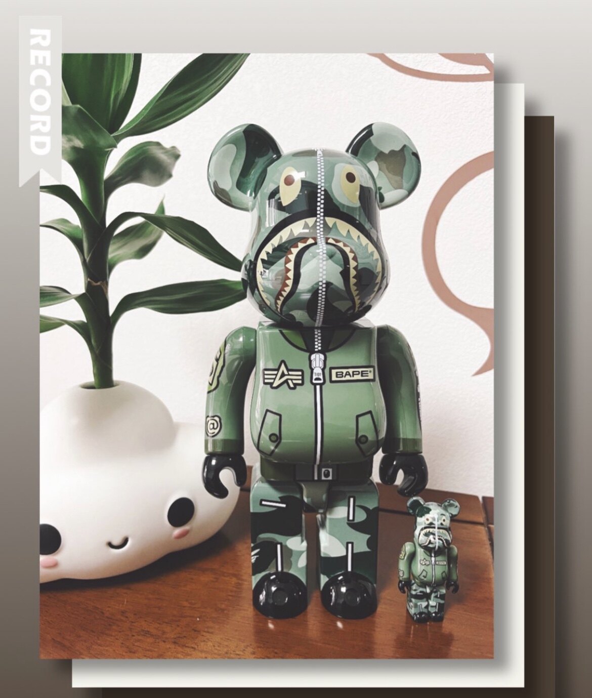 BE@RBRICK x BAPE x ALPHA 飞行员 迷彩鲨鱼 积木熊400%100%