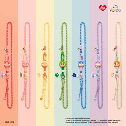 POPMART泡泡玛特CRYBABY联名Care Bears系列长挂绳盲盒周边礼物女