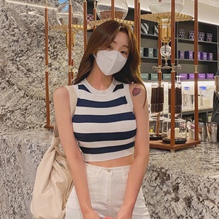 韩国东大门女装 背心女春夏紧身条纹露腰性感上衣潮 2025新款 针织衫