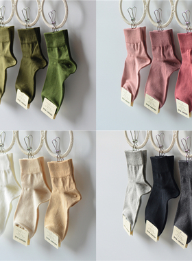 多巴胺牛油果绿奶油黑白色短筒春夏秋季薄款学院文艺棉袜子女潮