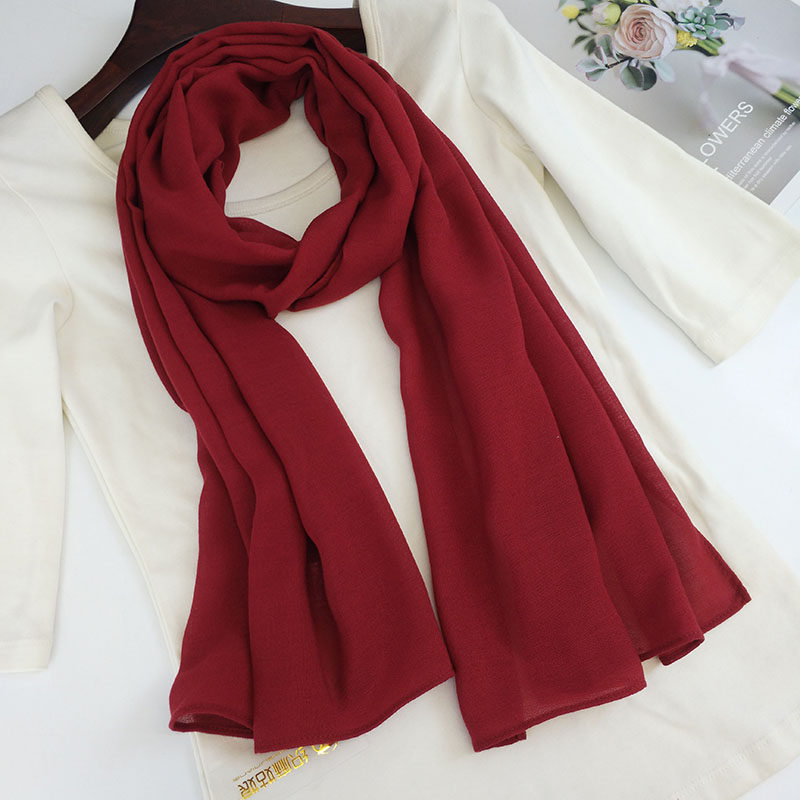 短款棉麻围巾女秋冬薄款简约装饰纱巾文艺纯色护颈围脖丝巾酒红色,服饰配件/皮带/帽子/围巾,围巾/丝巾/披肩,淘宝优惠券,粉丝福利购,淘宝优惠卷