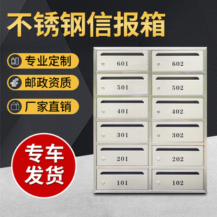 定制信报箱小区室内室外不锈钢防雨信箱奶箱挂墙落地报刊通邮