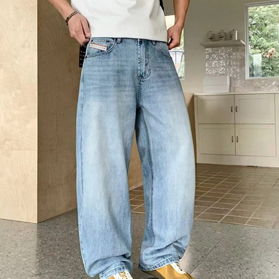 2026春夏复古水洗阔腿牛仔裤